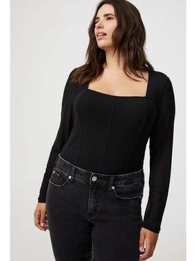 42. Torrid • NWT $52 Square Neck Mesh Corset Top PTP 23”-28”